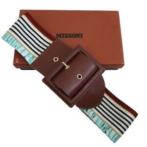 MISSONI wide striped stretch belt sz S